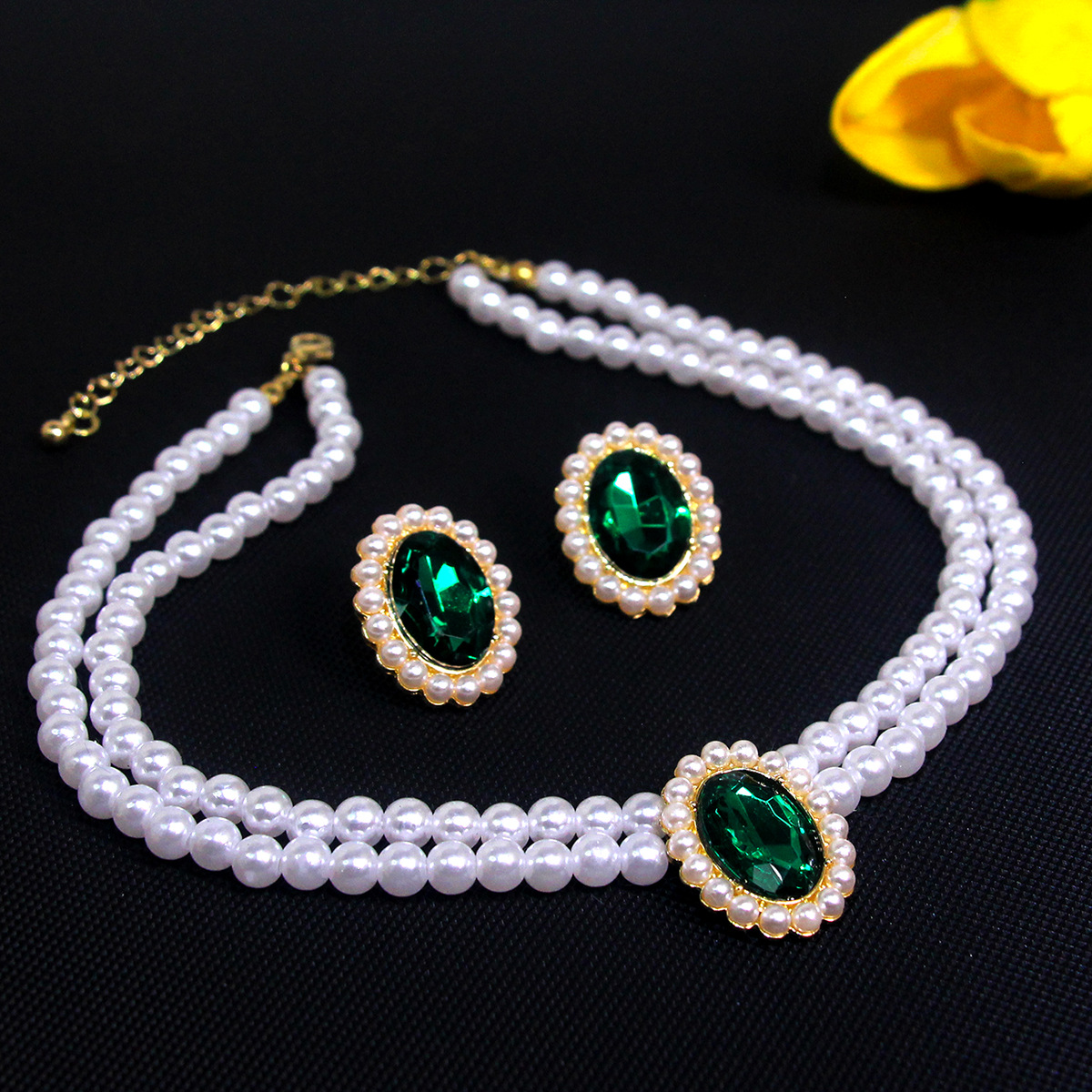 Banquet, Party Occasion Elegant Luxurious Oval Artificial Crystal Imitation Pearl Beaded Women's Earrings Necklace