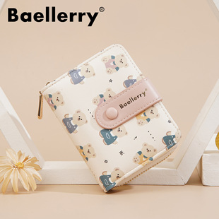 New Wallet Women's Short Baellerry K-Style Cute Cartoon Bear Snap Wallet Zipper Coin Purse