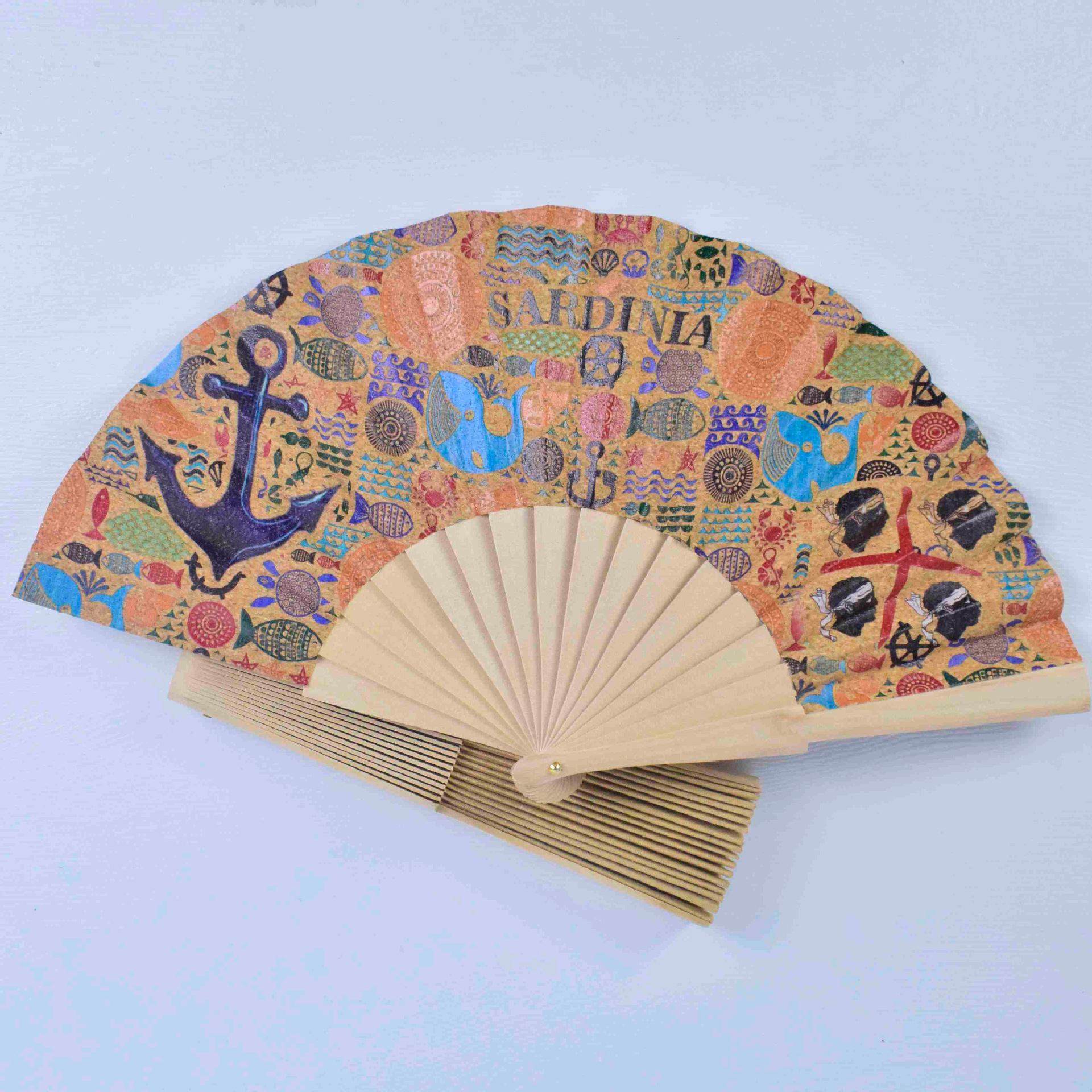 Retro británico ventilador de corcho de madera ventilador de madera artesanía regalo ventilador plegable impresión de serigrafía