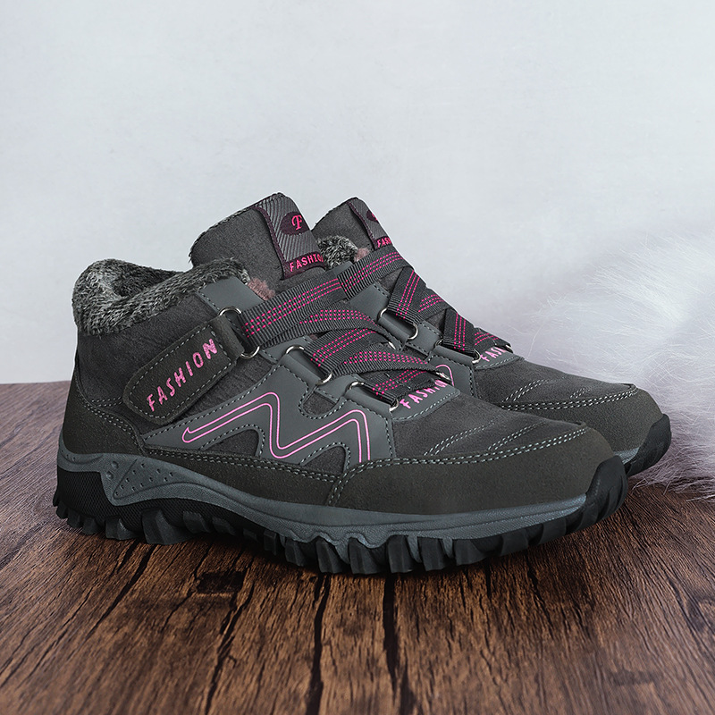 Gruesas botas de nieve cálidas zapatos de algodón con forro polar de invierno para mujer zapatos casuales ligeros resistentes al desgaste zapatos al aire libre zapatos de senderismo para mujer