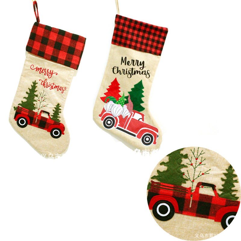 圣诞节装饰 merry christmas汽车圣诞树袜子袜子礼物袋 圣诞靴子