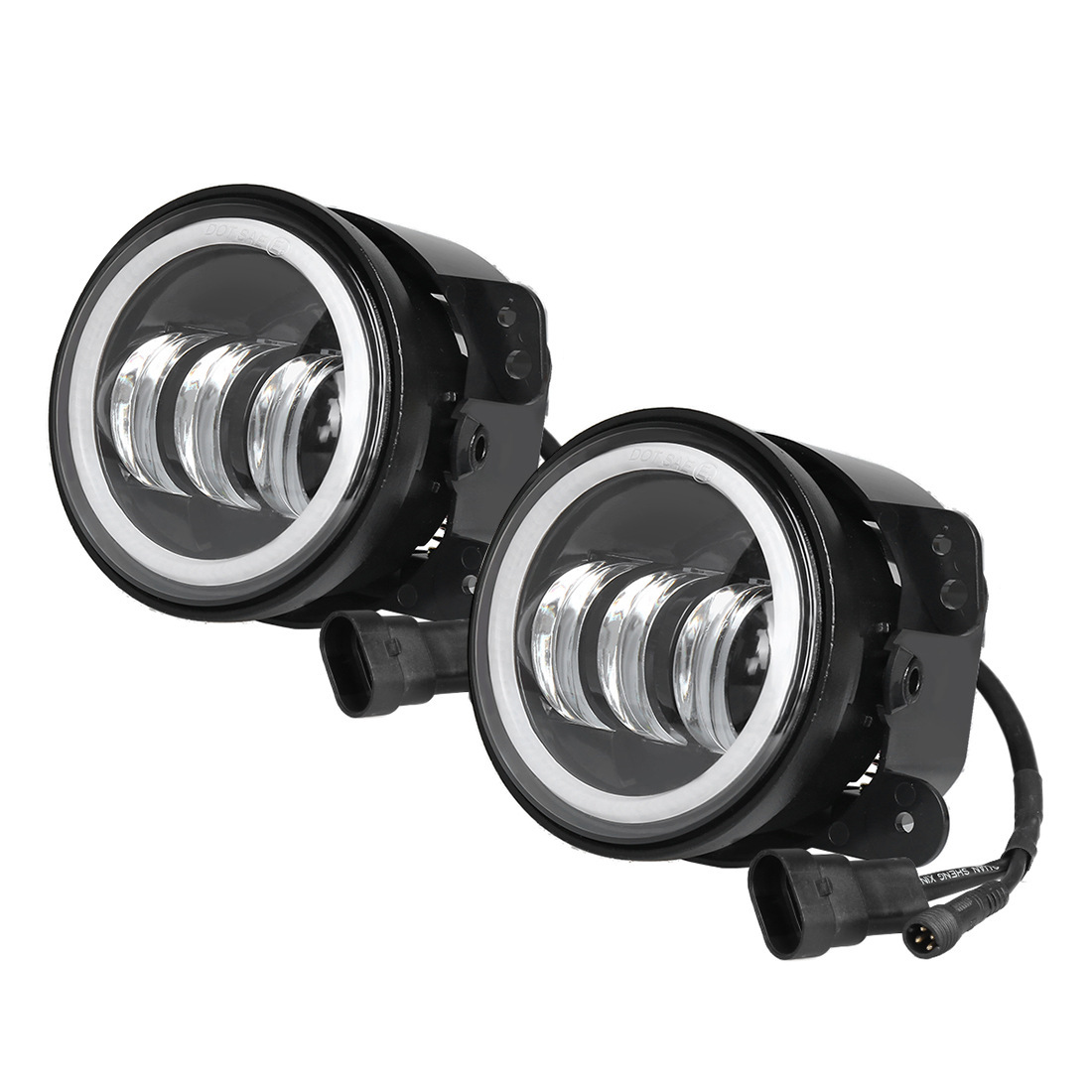 LED fog lamp lens with halo inner three light source universal front fog lamp LED Fog Light angel eye