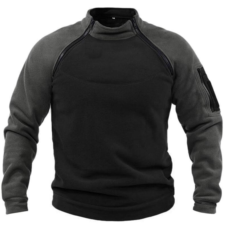 Cross-Border Men's Stand-Up Collar Outdoor Sports Sweatshirt Autumn and Winter Warm Tactical Fleece Zipper Pullover Fleece Jacket