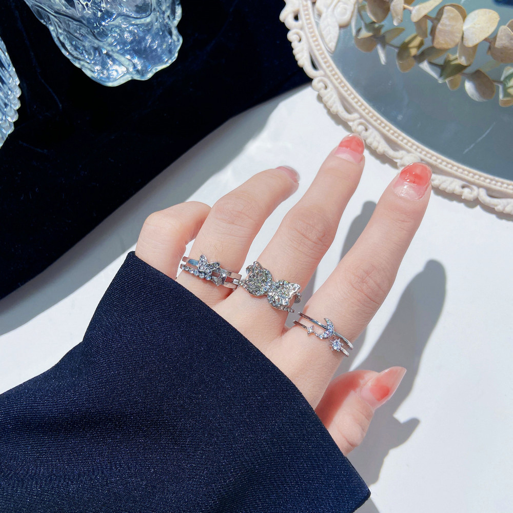 Ring Xingyue double-layer cross open single ring ins cold style simple single ring female index finger ring_voghion.com