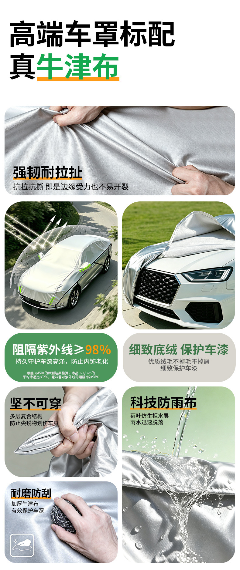 Car sunshade half cover, thickened sun protection and heat insulation cover, rain and snow protection half cover, front windshield cover, car sunshade
