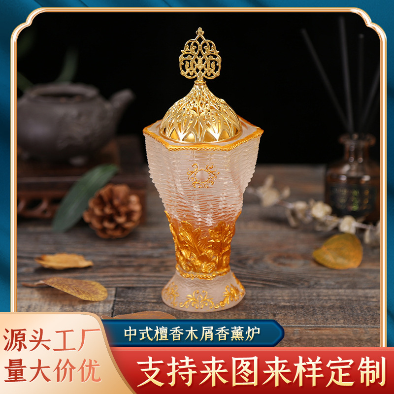 古典香炉中式檀香木屑香炉厂家批发雕刻树脂工艺品室内摆件现货