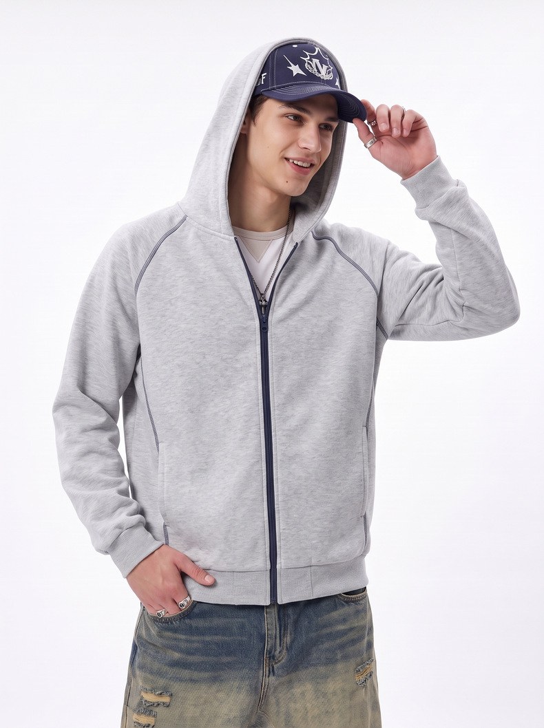 Inflation 325g Fleece Color-Block Zip Hoodie