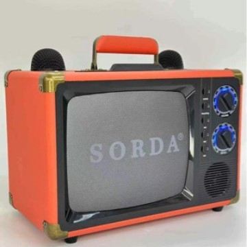 Cross-Border Sd2107 Wooden Case Leather Portable Outdoor Bluetooth Speaker Karaoke Machine Wireless Dual Microphone