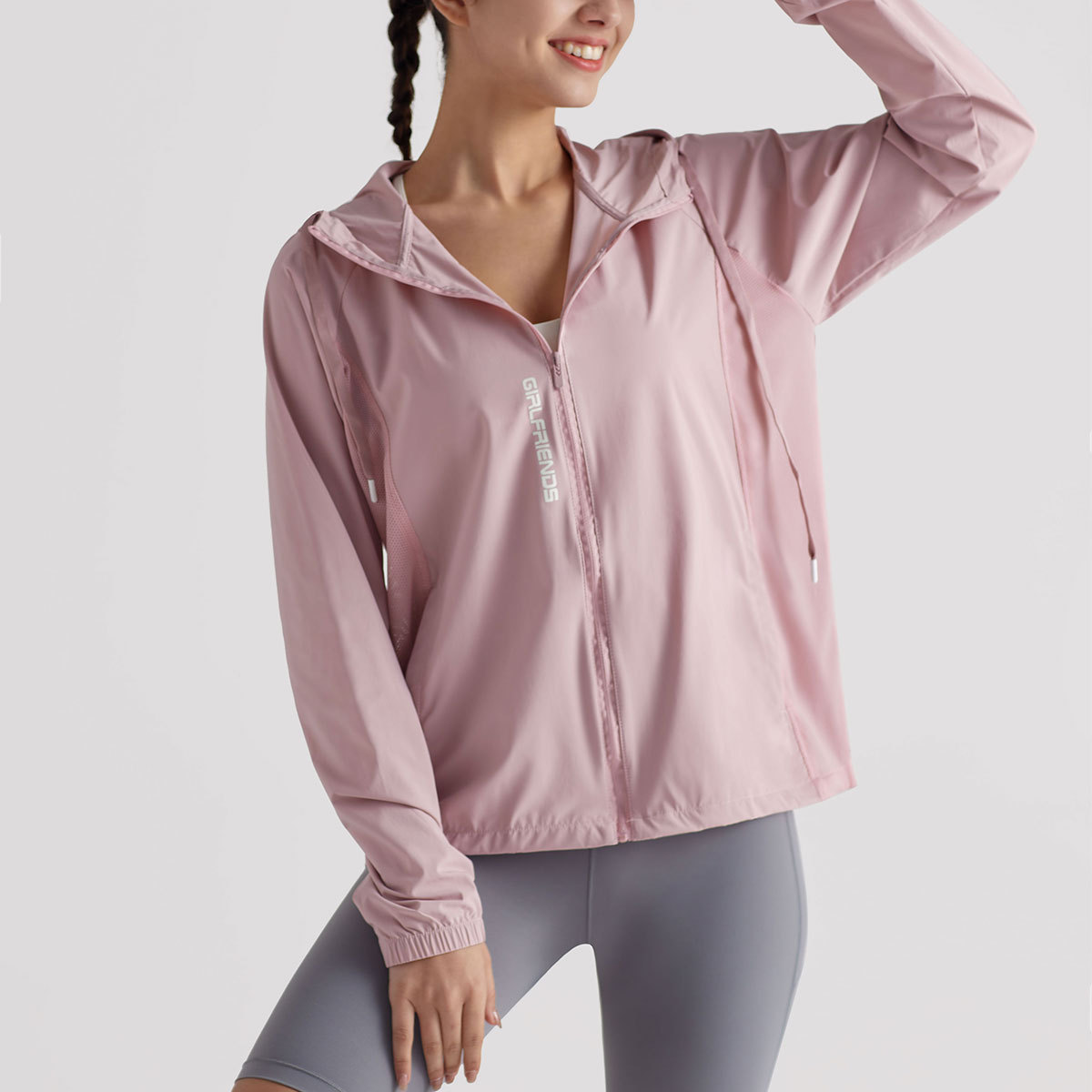 Ropa de protección solar refrescante para mujer UPF50+, chaqueta con capucha anti-UV para exteriores, holgada, de secado rápido, ligera y transpirable.