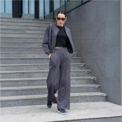欧美ozon休闲套装秋冬开衫运动女装时尚街头风长袖外套长裤两件套