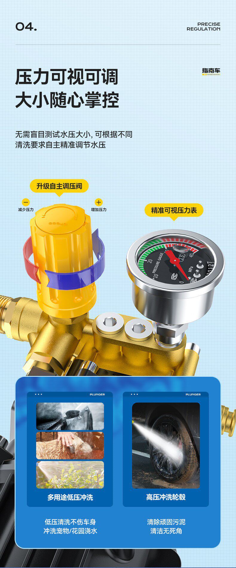 Guide Car High-Pressure Water Pump for Home Use, New Model 220V High-Power Cleaning Car Wash Gun, Super Powerful Floor Cleaner