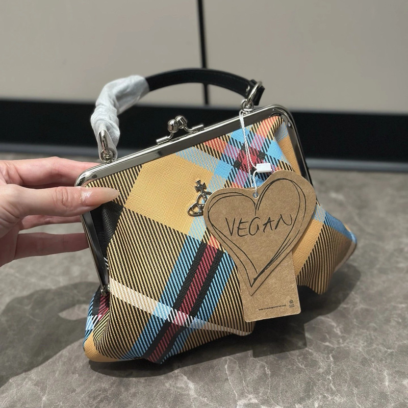 Queen Mother Saturn Plaid Clip Bag Handheld Dumpling Bag Shoulder Crossbody Bag Women's Bag Plaid Phone Bag Queen Mother Saturn Plaid Clip Bag Handheld Dumpling Bag Shoulder Crossbody Bag Women's Bag Plaid Phone Bag