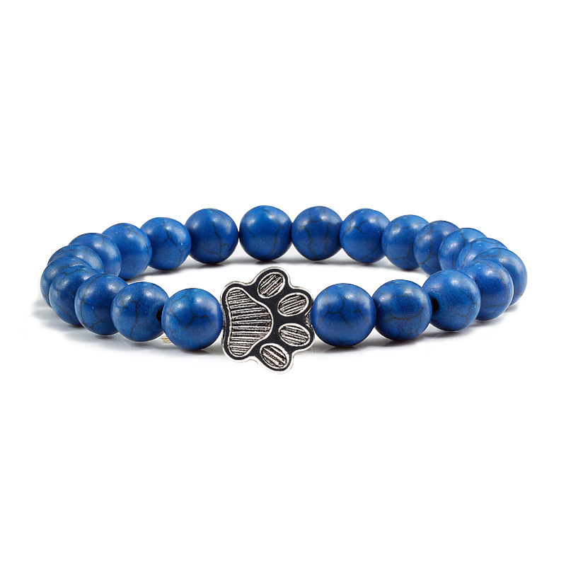 Verstelbare turquoise kralenarmband voor dames met kattenpoot_voghion.com