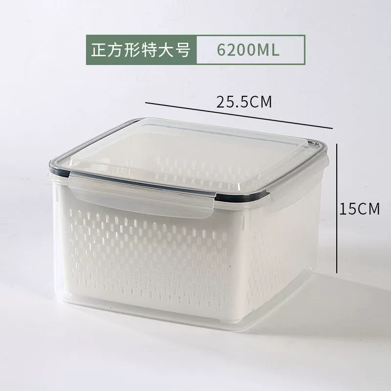 Double‑layer draining food storage box, transparent food‑grade, multiple sizes & sets