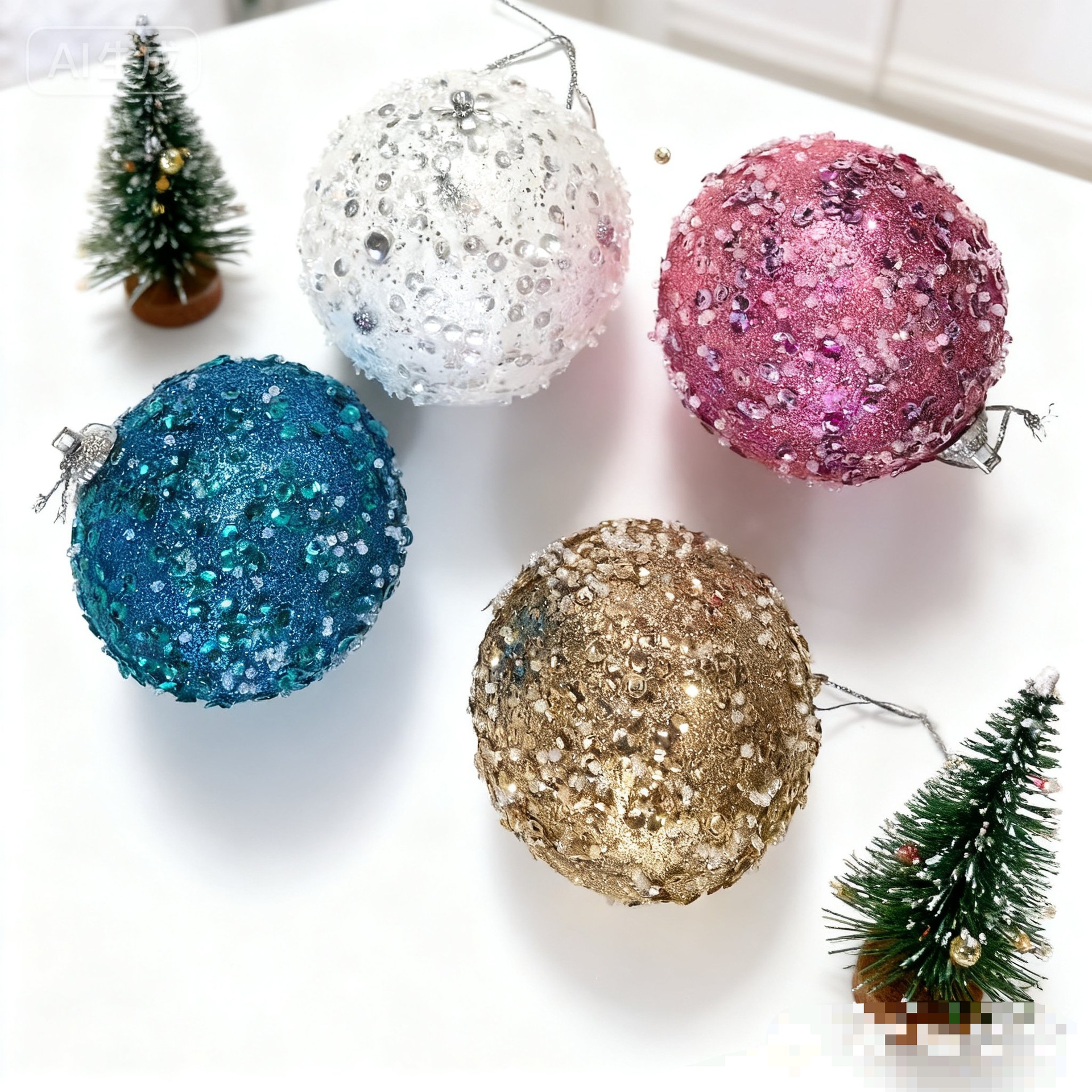 Nuevo 8CM espuma sequinilla bola de Navidad decoración de Navidad para el sitio de diseño del árbol de Navidad bola de decoración