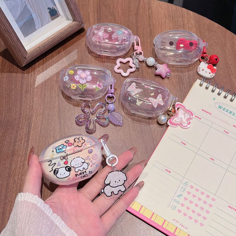 Suitable for Sony Ericsson Sl6 Bluetooth Headset Protective Cover Cartoon Transparent Soft Shell Cute DIY Flower Butterfly Creative Storage Box