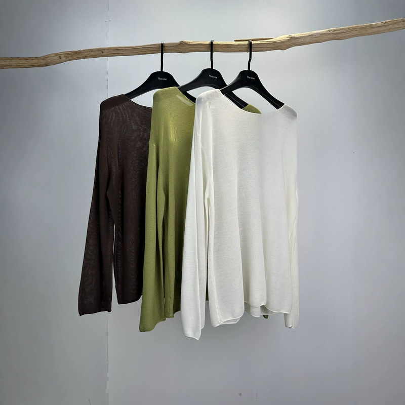 2026 Spring/Summer New Japanese Style Lazy Style Off-Shoulder Hollow Crochet Loose Fit Cool and Versatile Knitted Cover-Up
