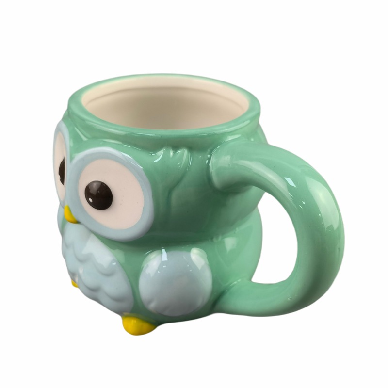 Taza de búho de cerámica cuidadosamente seleccionada Taza pintada a mano Forma de animal Taza de café tridimensional Taza de regalo