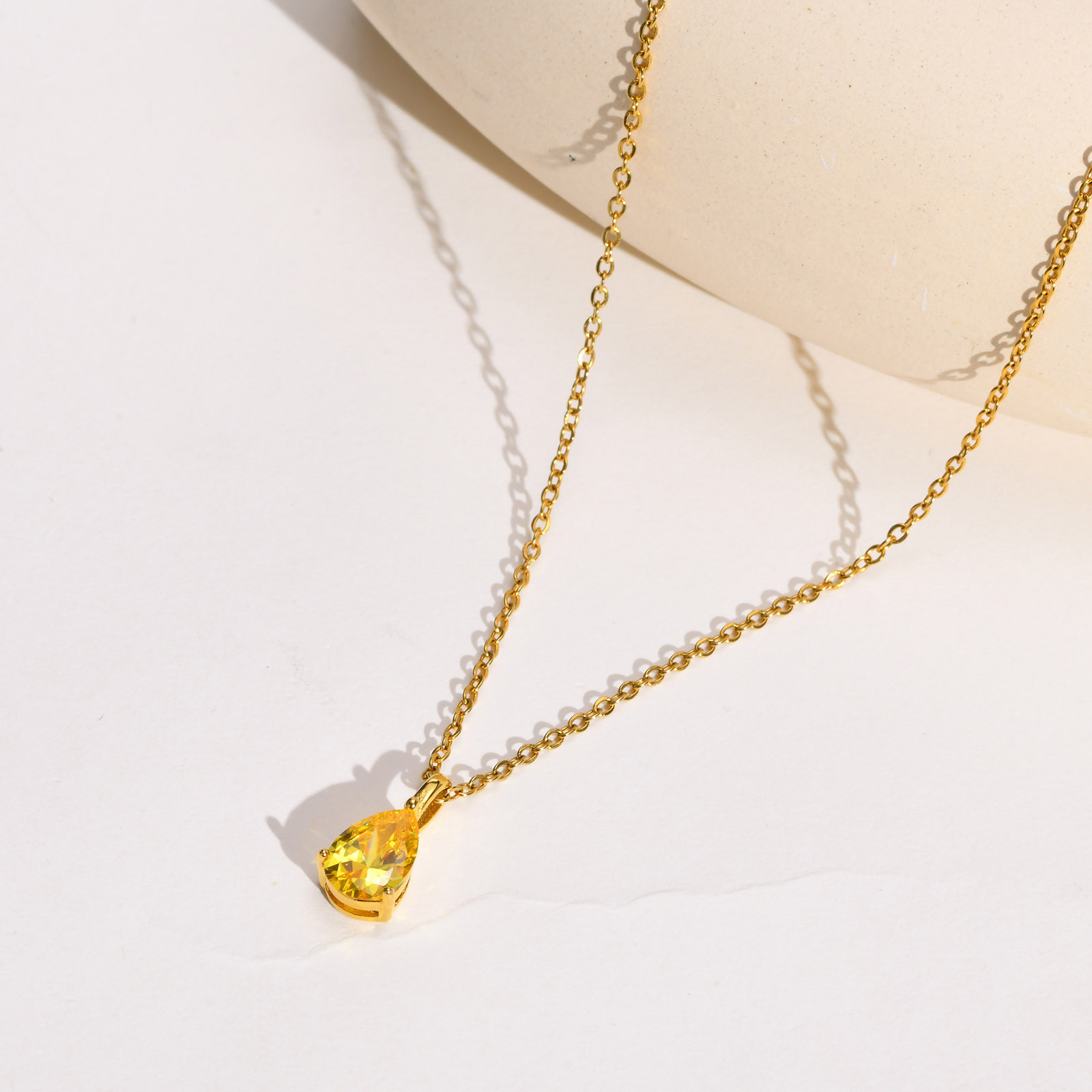 1 Piece Fashion Water Droplets Stainless Steel Inlay Zircon Pendant Necklace_colorza_2