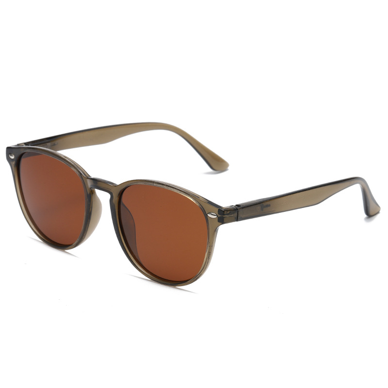 Retro Rivet-Embellished Sunglasses For Men - Glossy Black Gray Film Lens_voghion.com