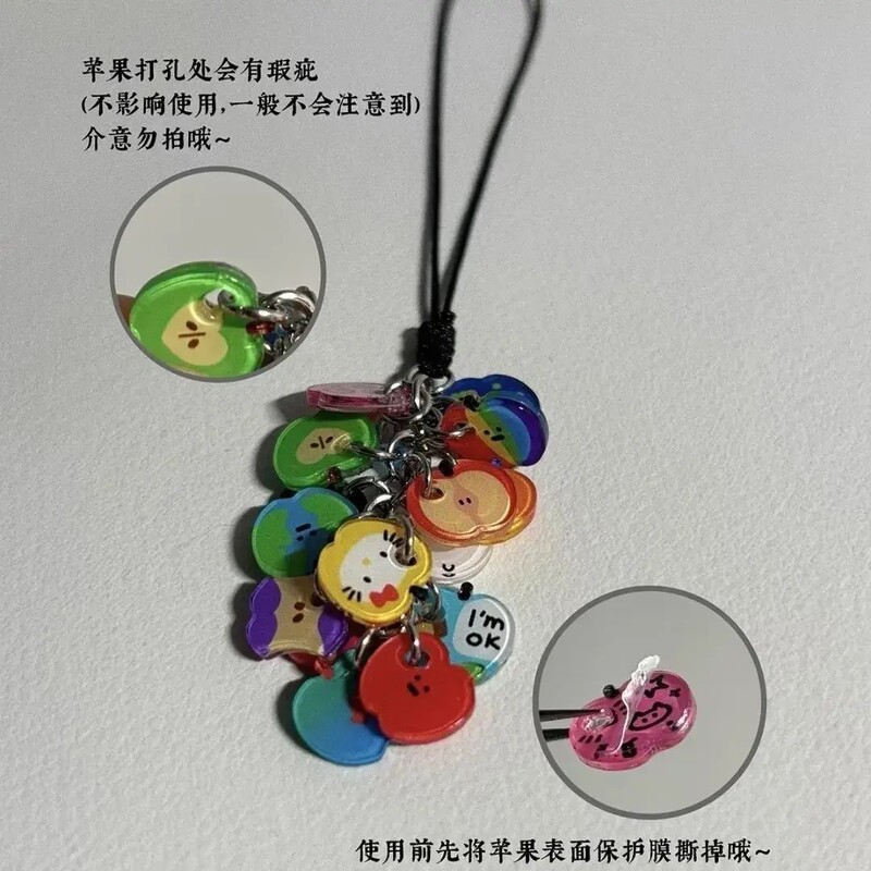 Original Cartoon Apple an'An Acrylic Button Colorful Dopamine Apple Pendant Colorful Car Keychain Original Cartoon Apple an'An Acrylic Button Colorful Dopamine Apple Pendant Colorful Car Keychain