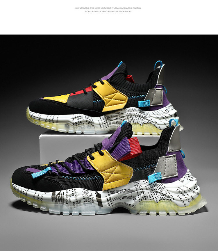 Giày sneaker nam cổ thấp đế dày tăng chiều cao, thân lưới thoáng khí, buộc dây, phong cách thường ngày — Màu be, Màu trắng, Màu đen chi tiết 22