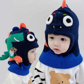 宝宝帽子秋冬季儿童帽子围巾一体加绒婴儿女童可爱超萌男童幼儿帽