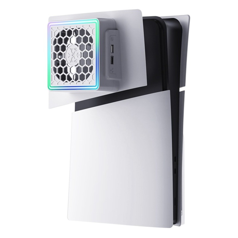 Nuevo PS5slim ventilador de refrigeración superior PS5 juego nuevo anfitrión a prueba de polvo ventilador impermeable RGB luces de colores