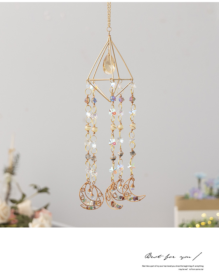 200g Weight Dreamcatcher Home Textiles & Decor Type 1 Piece Quantity Indoor Occasion Crystal, gravel, Iron Material Moon Pattern Romantic Style Romantic Moon Crystal Gravel Iron Dreamcatcher Wall Art 7