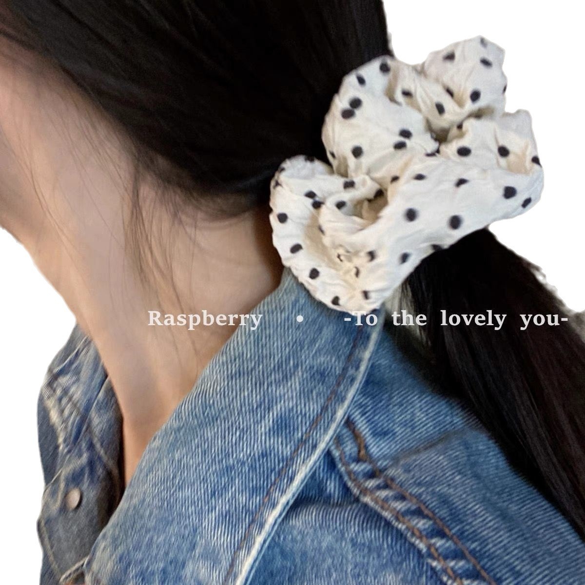 Japón y Corea del Sur simple punto de onda de crema anillo de pelo intestino grueso correa de goma de textura de tejido plegado nicho de alta calidad adornos para el cabello