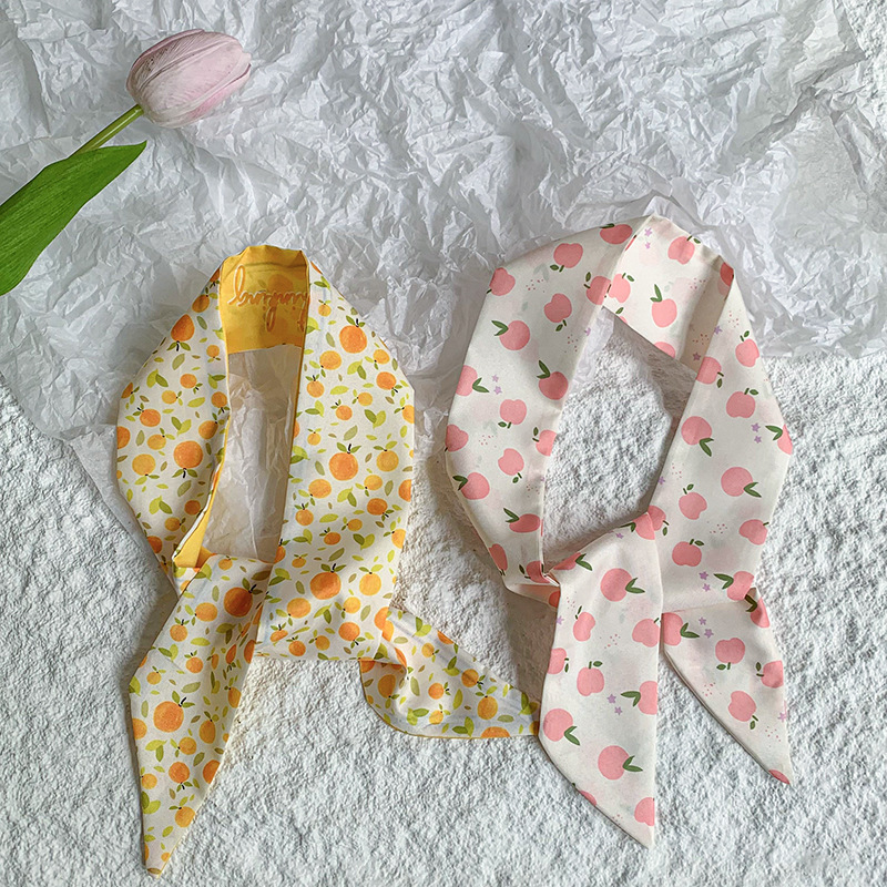 Bufanda de seda, banda larga, sensación de alta calidad, nuevo estilo, cuello, bufanda pequeña, serie de frutas, pañuelo para el cabello, cinta para el cabello