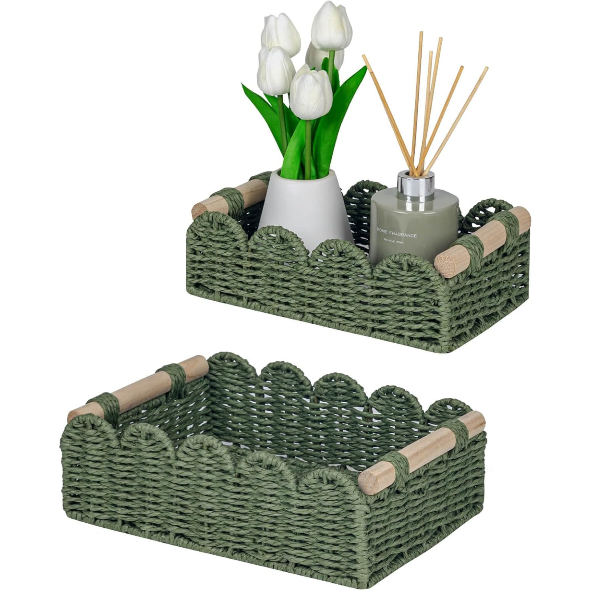 Cesta de almacenamiento de escritorio transfronteriza con mango de almacenamiento de ratán caja de almacenamiento de tela juguete merienda cesta de almacenamiento