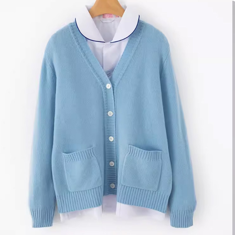Nurse Sweater Cardigan with Fleece Lining, Thickened, for Medical Staff, Hospital Nurse Uniform, Women's Autumn and Winter Outerwear, Blue