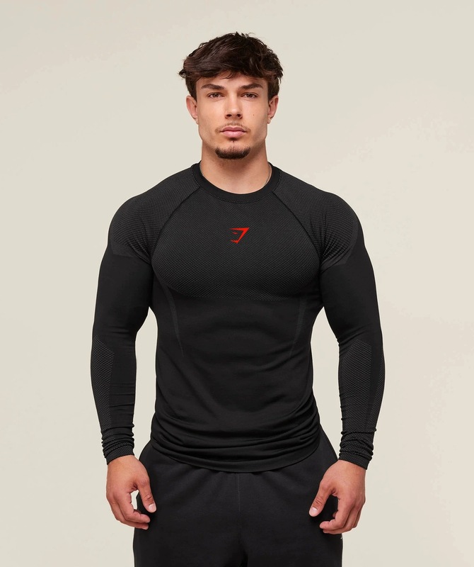 健身上衣男士秋冬跑步训练骑行运动紧身T恤鲨鱼健身长袖GYMSHARK|undefined