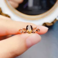 Новый натуральный чай хрустальное кольцо S925 Серебряный инкрустированный основной камень 5*7 мм