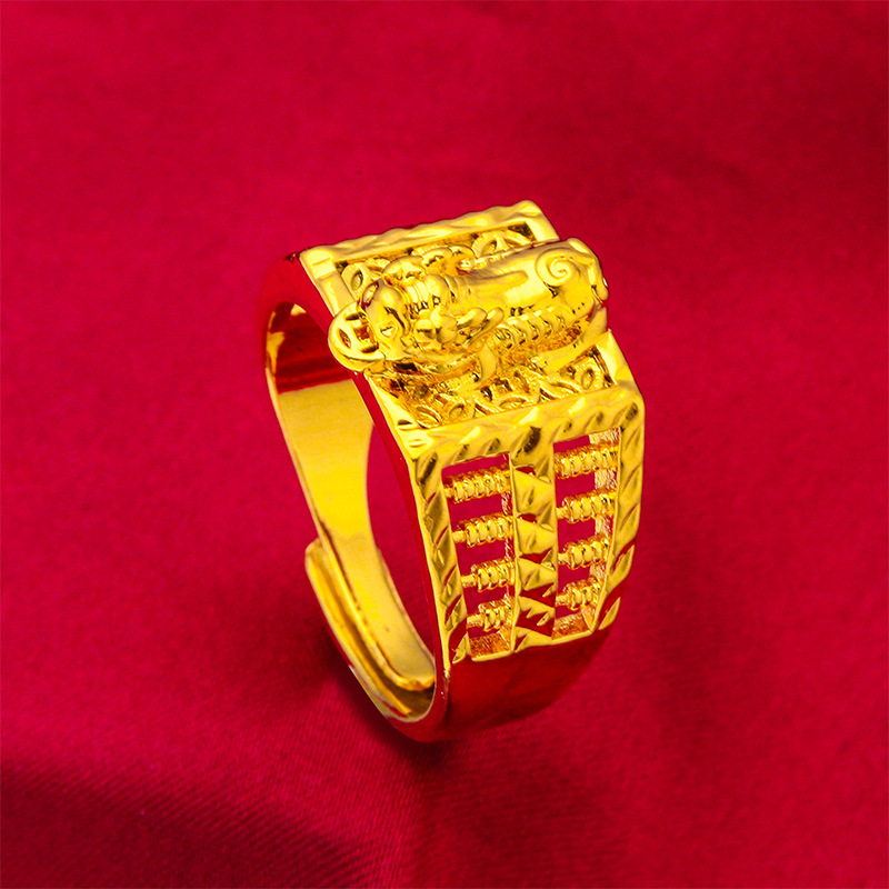 Vietnam gold men's domineering coin brave wild dog ring men's live streaming jewelry cross-border brave men's ring