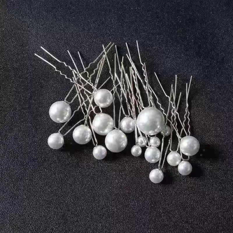 Bride hairpin U-shaped chuck hairpin and makeup hair insert popular pin wedding style pearl headdress U-shaped wedding