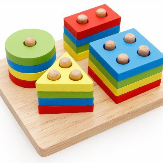 Bloques de construcción de la columna forma geométrica a juego bebé cognitiva educación temprana juguetes educativos para niños y niñas 2-3-5 años