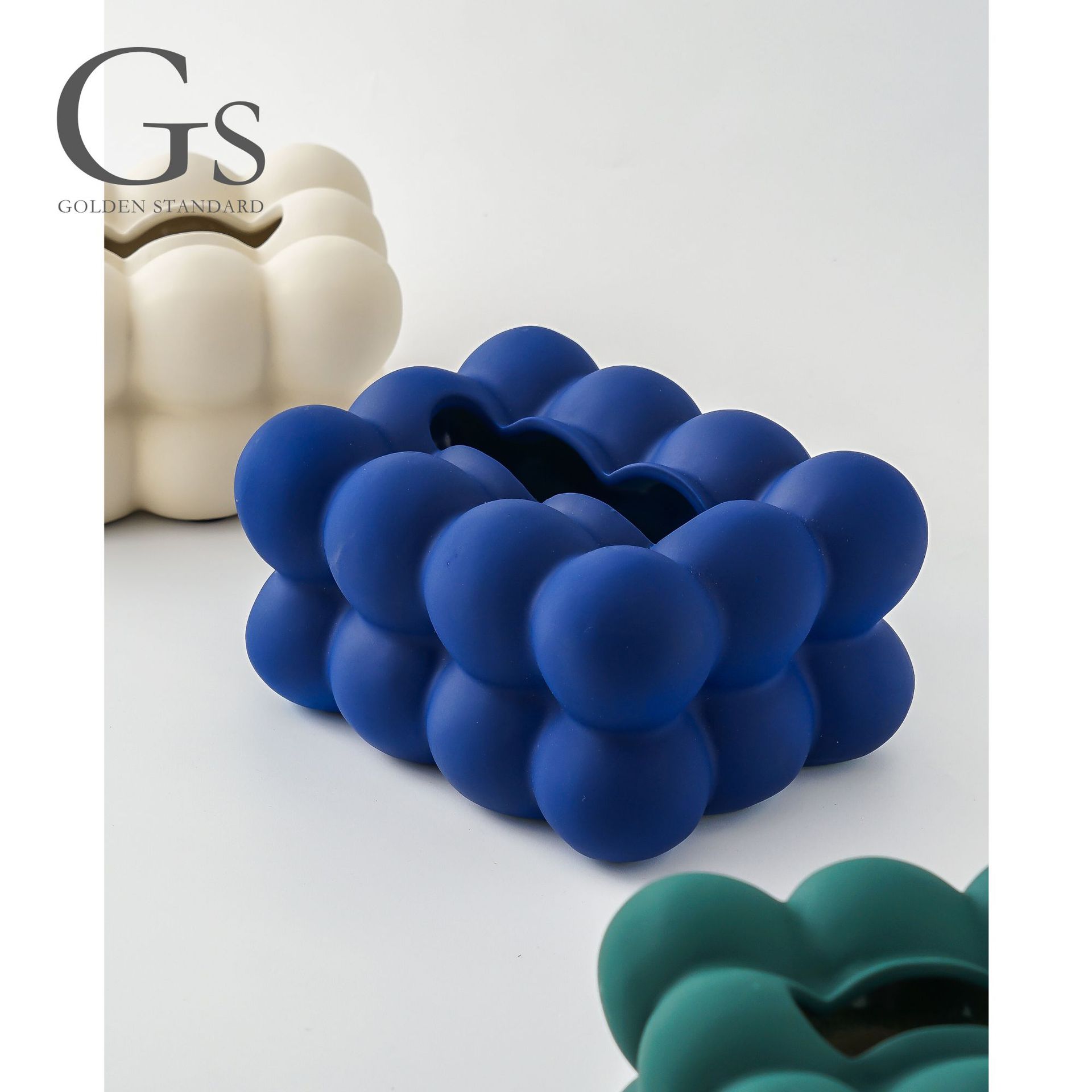 北欧風マシュマロセラミックティッシュボックス、クリエイティブなリビングルームのコーヒーテーブル装飾、軽奢なティッシュボックス飾り