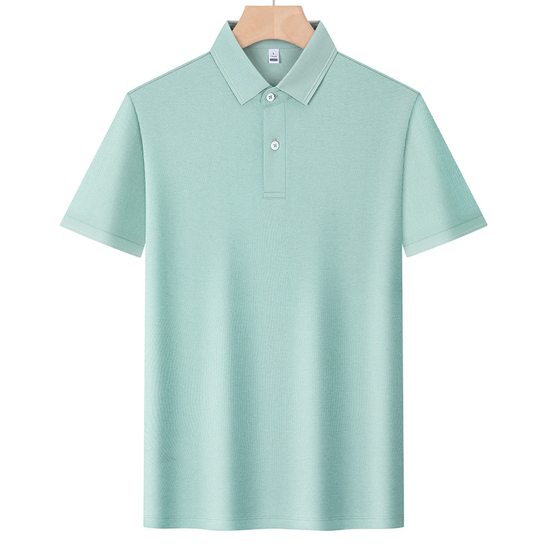 Negocio de dos botones antibacteriano fresco solapa de manga corta polo polo impresión personalizada logo verano hombre sentido avanzado