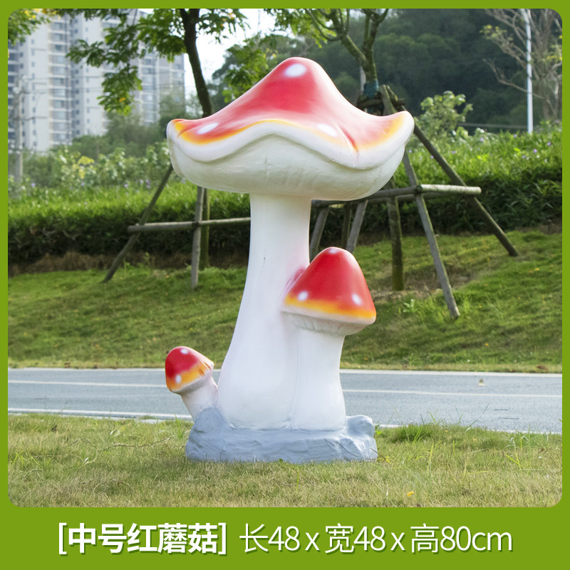 Parque Bosque Simulación Mushroom Escultura Decoración de jardín Patio Decoración de conejo Césped FRP Animales Escenografía