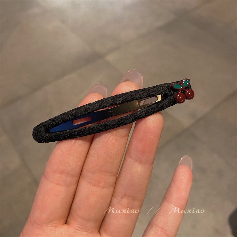 Fermaglio bb per capelli in tessuto nero stile coreano_voghion.com