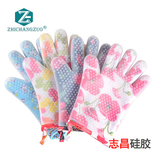 Zhichang cotton and thickening five-finger fancy silicone gloves oven microwave oven baking pick-up wear-resistant multi-purpose gloves