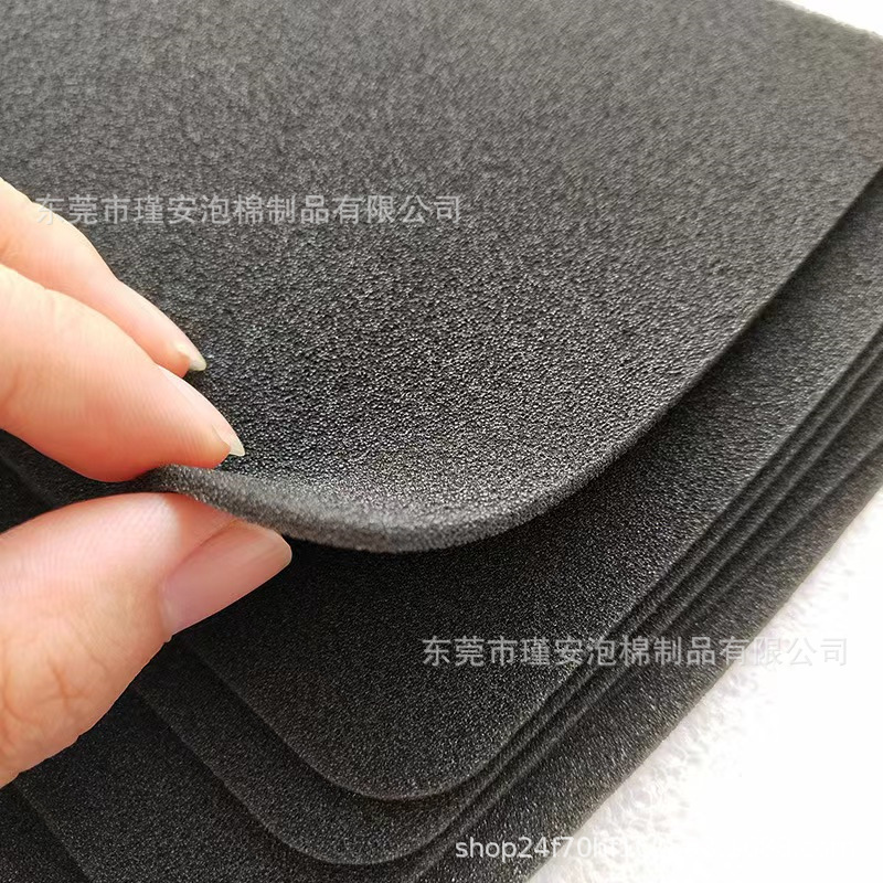 瑾安直供黑色海绵薄片中高密度大块包装内衬防震防尘隔音垫子软包