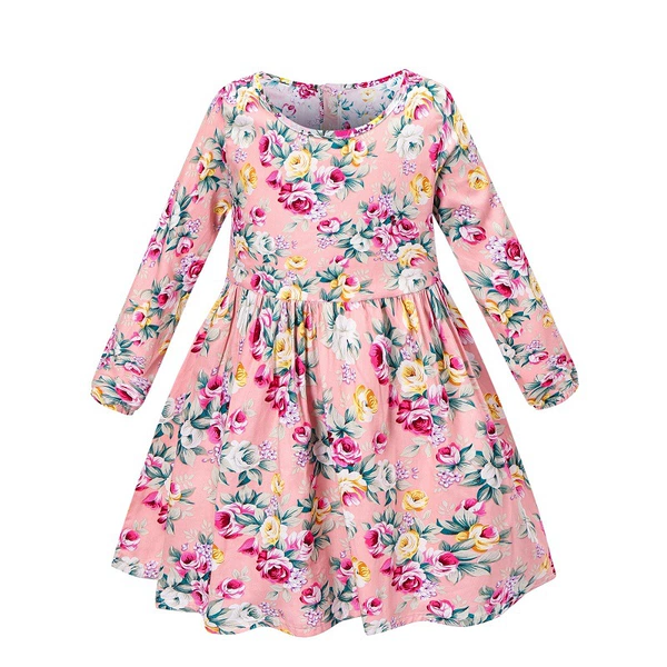 Pink long sleeve rich flowers