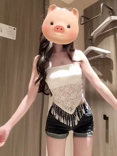 韩版翻边牛仔超短背心套装新款性感内搭辣妹穿搭短裤两件套女
