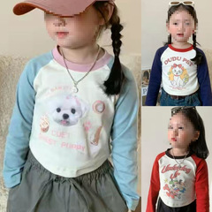 女童秋裝長袖t恤短款三歲寶寶春秋款打底衫洋氣小童上衣0224A009