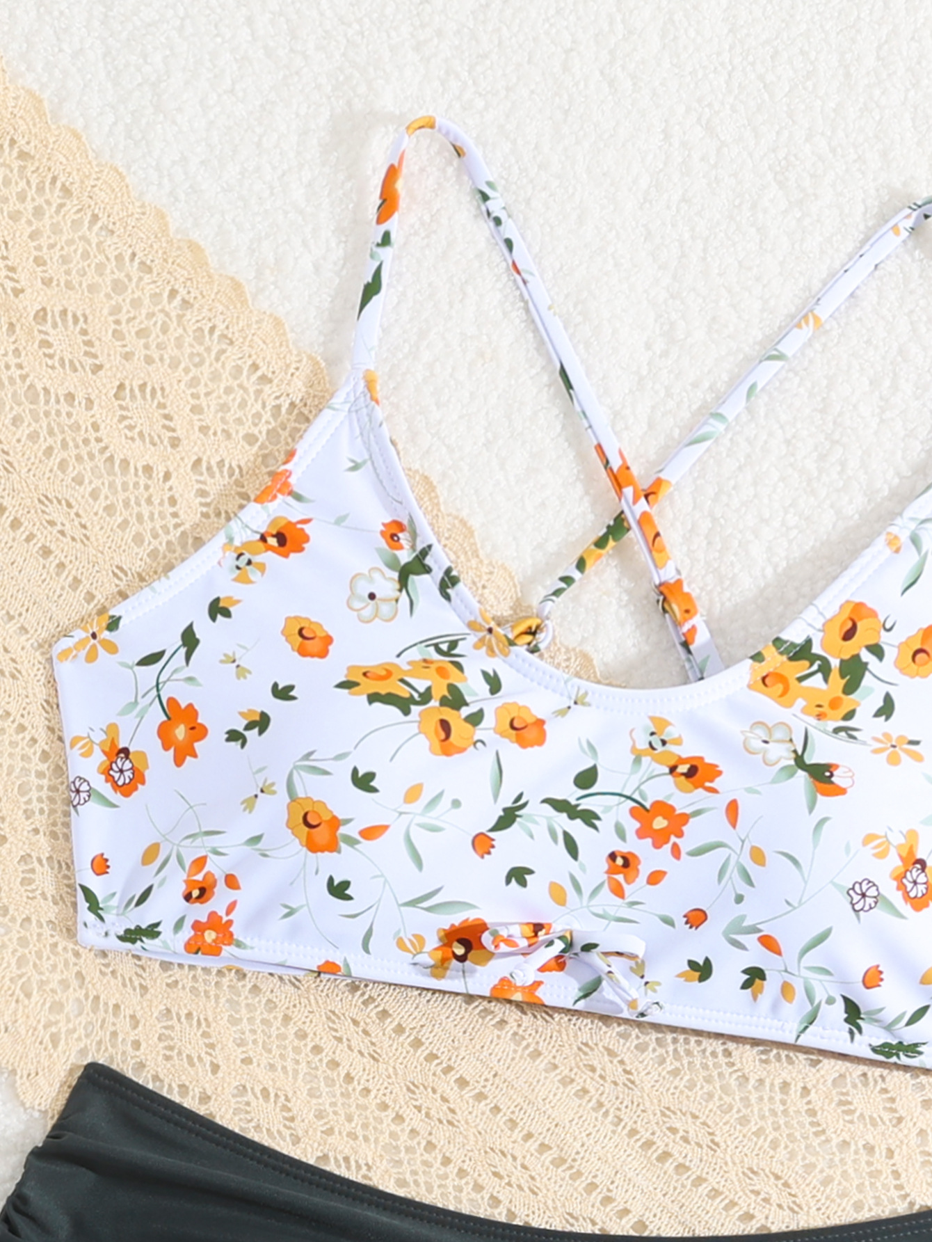 Mädchen Bikini Set Mit Blumenmuster Hoch Geschnittene Bademode_voghion.com