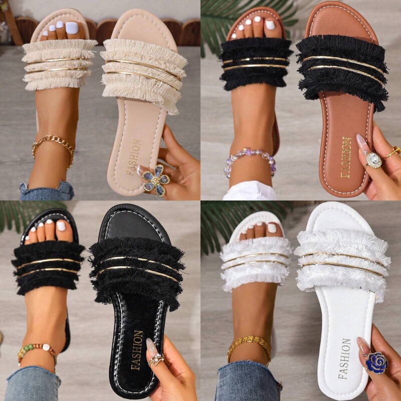 Slippers wholesale, women's slippers wholesale, tassel flat sandals available Slippers wholesale, women's slippers wholesale, tassel flat sandals available