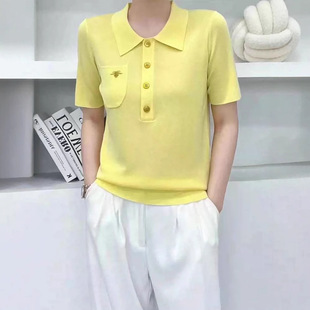 Brother's Mall Same Style Women's 2025 Summer Short-Sleeve Polo Shirt Casual Solid Color T-Shirt Top Little Bee